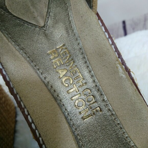 Y2K Kenneth Cole Reaction Wedge Heel Sandals Ankle Strap US Size 8.5 Red Leather - Picture 7 of 12